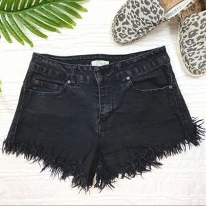 Elan Black Denim Frayed Cut-Off Shorts, Small